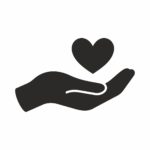 Heart in hand icon